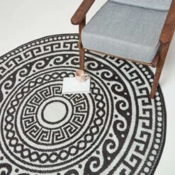 Enid Aztec Black & White Round Outdoor Rug, 180 Cm -Best Homeware Store ru1399 7