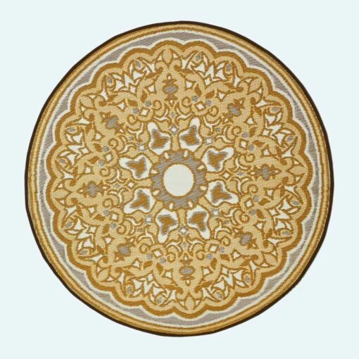 Rae Yellow Round Outdoor Rug, 180 Cm -Best Homeware Store ru1401 1 main