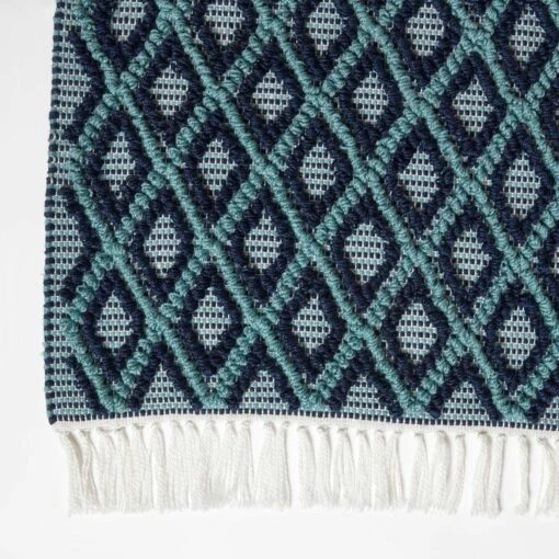 Tula Handwoven Teal & Navy Textured Rug -Best Homeware Store ru1436a 3 2