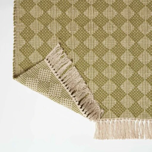 Lima Handwoven Green Cotton Textured Rug -Best Homeware Store ru1437a 5 2