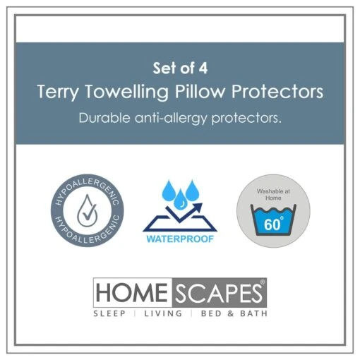 Terry Towelling Waterproof Pillow Protectors, Pack Of 4 -Best Homeware Store set of 4 terry towelling 2