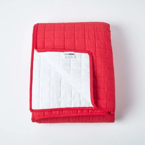 Cotton Quilted Reversible Bedspread Red & White -Best Homeware Store sf1110 2 3