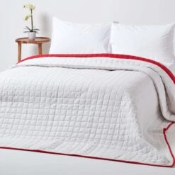 Cotton Quilted Reversible Bedspread Red & White -Best Homeware Store sf1110 4 3