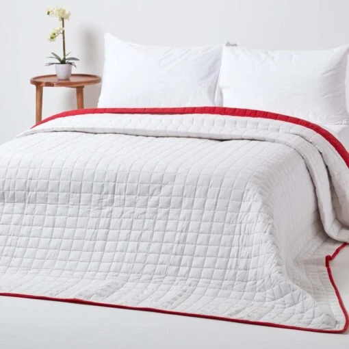 Cotton Quilted Reversible Bedspread Red & White -Best Homeware Store sf1110 4 3