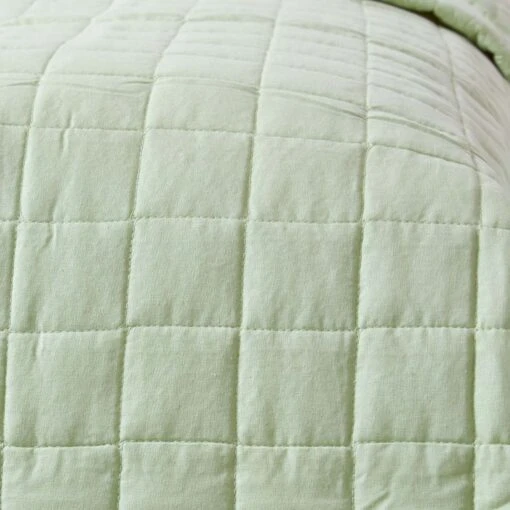 Cotton Quilted Reversible Bedspread Sage Green & Cream -Best Homeware Store sf1111 3 2