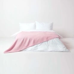 Organic Cotton Waffle Blanket/ Throw Pink -Best Homeware Store sf1119e 03 6 5