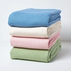 Organic Cotton Waffle Blanket/ Throw Pink -Best Homeware Store sf1119e 07 6 5