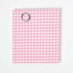 Cotton Gingham Check Pink Ready Made Eyelet Curtains -Best Homeware Store sf1125 11