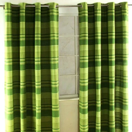 Cotton Morocco Striped Green Curtain Pair -Best Homeware Store sf1129 cotton morocco striped green curtain pair