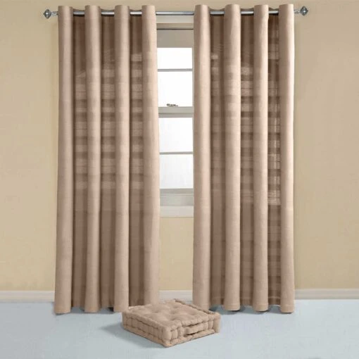 Cotton Rajput Ribbed Beige Curtain Pair -Best Homeware Store sf1132 3 c