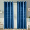 Cotton Rajput Ribbed Blue Curtain Pair -Best Homeware Store sf1134 1