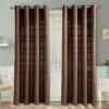 Cotton Rajput Ribbed Chocolate Curtain Pair -Best Homeware Store sf1135 1 c