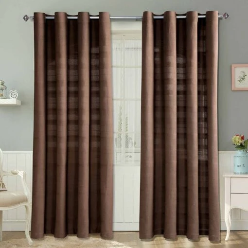 Cotton Rajput Ribbed Chocolate Curtain Pair -Best Homeware Store sf1135 1 c