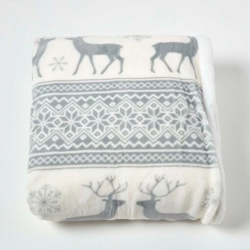 Grey & White Soft Nordic Christmas Throw -Best Homeware Store sf1219