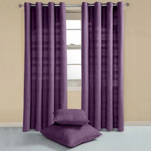 Cotton Rajput Ribbed Purple Curtain Pair -Best Homeware Store sf1229 2 c