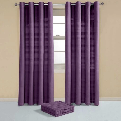 Cotton Rajput Ribbed Purple Curtain Pair -Best Homeware Store sf1229 3 c