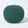 Forest Green Round Cotton Knitted Pouffe Footstool -Best Homeware Store sf1231c 01