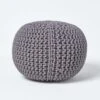 Sea Grey Round Cotton Knitted Pouffe Footstool -Best Homeware Store sf1231d 01