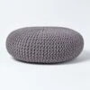 Dark Grey Large Round Cotton Knitted Pouffe Footstool -Best Homeware Store sf1231da 01