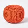 Burnt Orange Round Cotton Knitted Pouffe Footstool -Best Homeware Store sf1231f 01