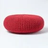 Red Large Round Cotton Knitted Pouffe Footstool -Best Homeware Store sf1231ha 01