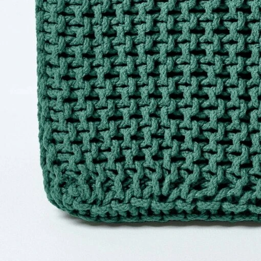 Forest Green Cube Cotton Knitted Pouffe Footstool -Best Homeware Store sf1232c 4