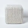 Natural Cube Cotton Knitted Pouffe Footstool -Best Homeware Store sf1232g 01