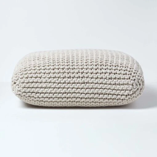 Natural Square Cotton Knitted Pouffe Floor Cushion -Best Homeware Store sf1232ga 01