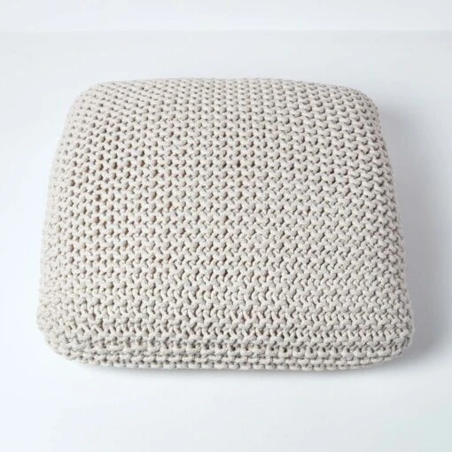 Natural Square Cotton Knitted Pouffe Floor Cushion -Best Homeware Store sf1232ga 03