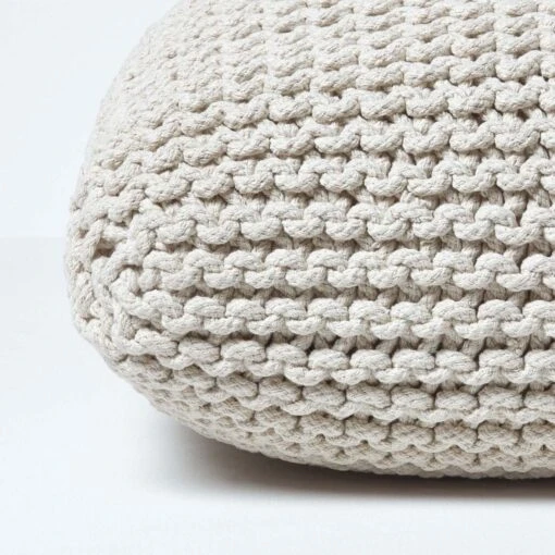 Natural Square Cotton Knitted Pouffe Floor Cushion -Best Homeware Store sf1232ga 04