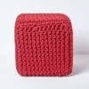 Red Cube Cotton Knitted Pouffe Footstool -Best Homeware Store sf1232h 01 1