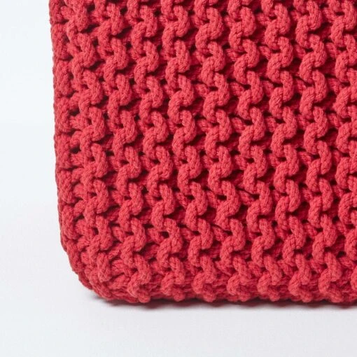 Red Cube Cotton Knitted Pouffe Footstool -Best Homeware Store sf1232h 04 1