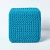 Teal Blue Cube Cotton Knitted Pouffe Footstool -Best Homeware Store sf1232i 01