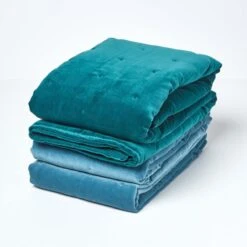 Teal Green Velvet Quilted Throw -Best Homeware Store sf1250 6 3