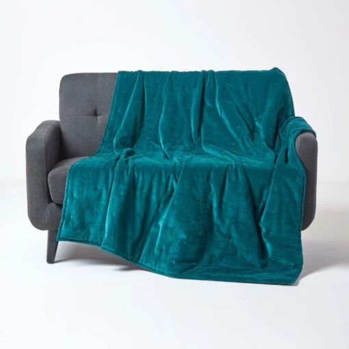 Teal Green Velvet Quilted Throw -Best Homeware Store sf1250 3