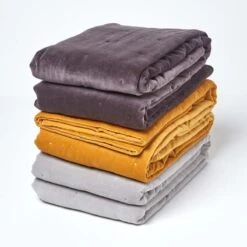 Mustard Velvet Quilted Throw -Best Homeware Store sf1251 6