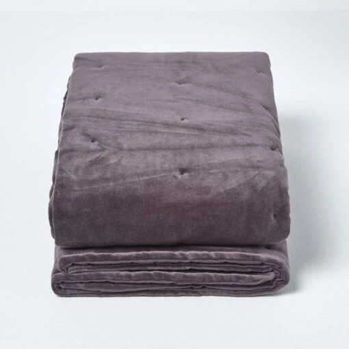 Dark Grey Velvet Quilted Throw -Best Homeware Store sf1252 2