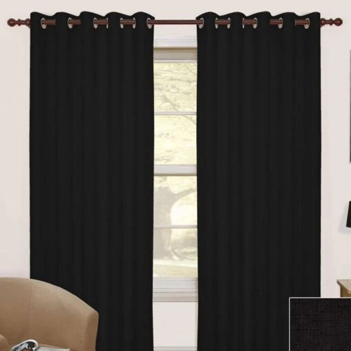 Black Thermal Blackout Eyelet Curtain Pair, 66 X 72" -Best Homeware Store sf1264 black thermal blackout eyelet curtain pair 1 2