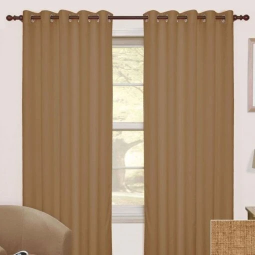 Latte Thermal Blackout Eyelet Curtain Pair -Best Homeware Store sf1267 latte thermal blackout eyelet curtain pair 9