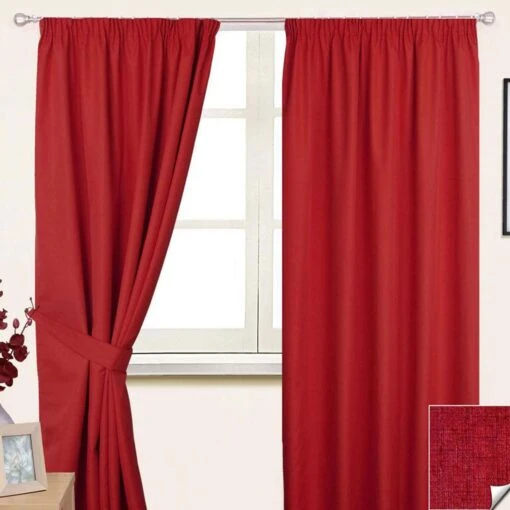 Wine Pencil Pleat Blackout Curtain Pair, 66 X 72" -Best Homeware Store sf1274 wine pencil pleat blackout curtain pair 1 1