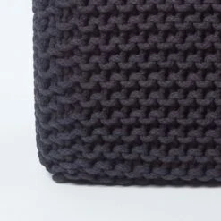 Black Cube Cotton Knitted Pouffe Footstool -Best Homeware Store sf1365 04