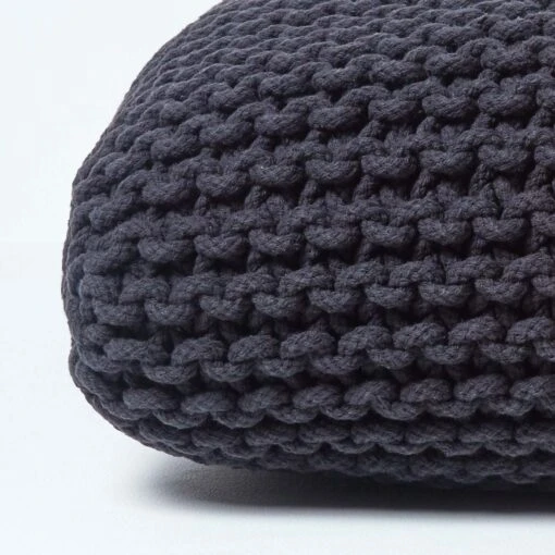 Black Square Cotton Knitted Pouffe Floor Cushion -Best Homeware Store sf1365aa knitted pouffe