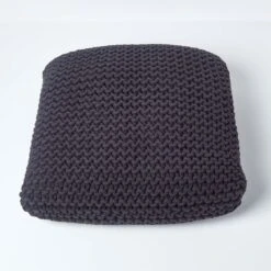 Black Square Cotton Knitted Pouffe Floor Cushion -Best Homeware Store sf1365aa 03