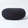 Black Large Round Cotton Knitted Pouffe Footstool -Best Homeware Store sf1366aa 01