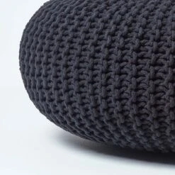 Black Large Round Cotton Knitted Pouffe Footstool -Best Homeware Store sf1366aa 04