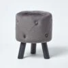 Hampton Velvet Footstool With Legs, Dark Grey -Best Homeware Store sf1504 01 1