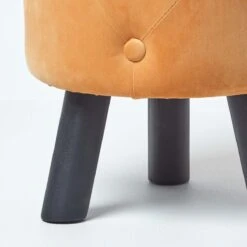 Hampton Velvet Footstool With Legs, Mustard -Best Homeware Store sf1505 03 1