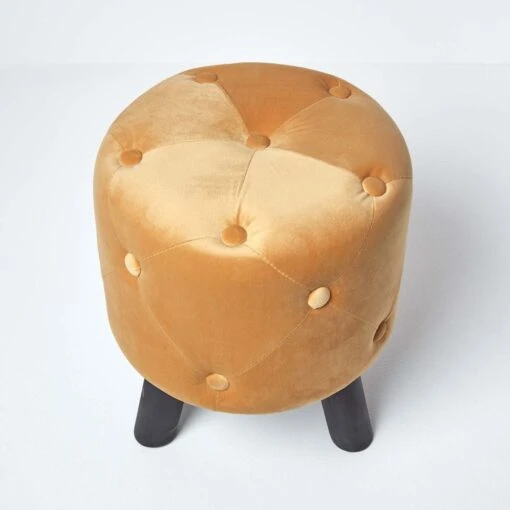 Hampton Velvet Footstool With Legs, Mustard -Best Homeware Store sf1505 05