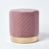 Kensington Velvet Round Footstool, Pink -Best Homeware Store sf1507 01