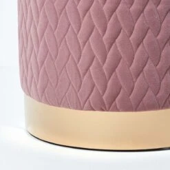 Kensington Velvet Round Footstool, Pink -Best Homeware Store sf1507 03